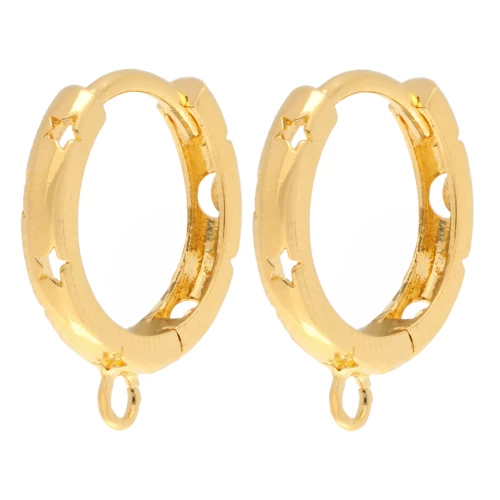 Pendientes de aro 14 mm - Dorado con oro fino x2