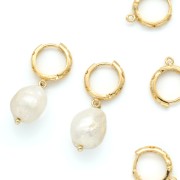 Pendientes de aro 14 mm - Dorado con oro fino x2