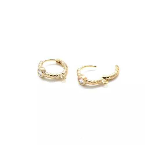 Ganchos pendientes con óxido de óxido de zirconio y anilla abierta 13 mm - Dorado x2