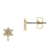 Ganchos pendientes estrella de óxido de óxido de zirconio anilla abierta 7x4.5 mm Dorado Crystal x2|raw }}