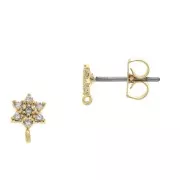 Ganchos pendientes estrella de óxido de óxido de zirconio anilla abierta 7x4.5 mm Dorado Crystal x2