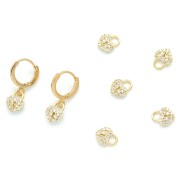 Dije cadenas corazón con óxido de zirconio 8x6.5 mm - Dorado - Crystal x1