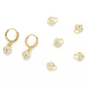 Dije cadenas corazón con óxido de zirconio 8x6.5 mm - Dorado - Crystal x1