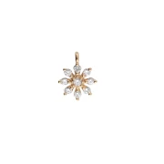 Dije de flor de óxido de circonio y anilla cerrada de 9 x 7 mm, dorado en oro fino - Cristal x1