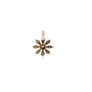 Dije de flor de óxido de circonio y anilla cerrada de 9 x 7 mm, dorado en oro fino - Cristal x1