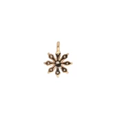 Dije de flor de óxido de circonio y anilla cerrada de 9 x 7 mm, dorado en oro fino - Cristal x1