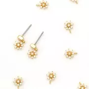 Dije flor con óxido de zirconio y anilla abierta 8.5x6.5mm Dorado - Crystal x1