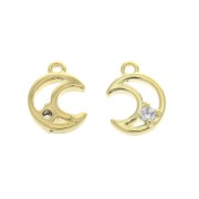 Dije media luna calada con 1 óxido de zirconio 10x7 mm Dorado - Crystal x1|raw }}