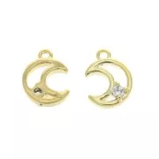 Dije media luna calada con 1 óxido de zirconio 10x7 mm Dorado - Crystal x1