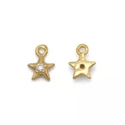 Mini dije estrella con óxido de zirconio 6x4.5 mm - Dorado - Crystal x1