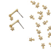 Mini dije estrella con óxido de zirconio 6x4.5 mm - Dorado - Crystal x1