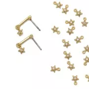 Mini dije estrella con óxido de zirconio 6x4.5 mm - Dorado - Crystal x1