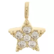 Dije Mini Estrella Oxido de Circonio y Anillo Abierto 7.5x5 mm Dorado con oro fino x1