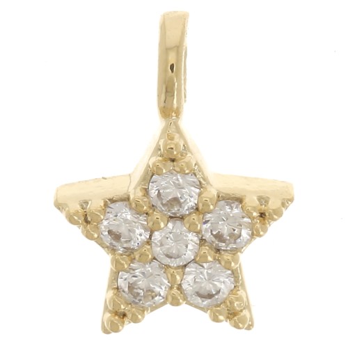 Dije Mini Estrella Oxido de Circonio y Anillo Abierto 7.5x5 mm Dorado con oro fino x1