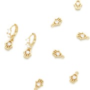 Mini dije mano de Fatma con óxido de zirconio 8.5x6 mm - Dorado - Crystal x1