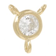 Entrepieza redonda 3 anillos 5mm - Óxido de circonio - Dorado - Cristal|raw }}