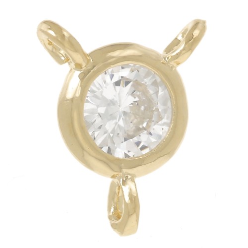 Entrepieza redonda 3 anillos 5mm - Óxido de circonio - Dorado - Cristal