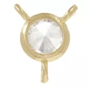 Entrepieza redonda 3 anillos 5mm - Óxido de circonio - Dorado - Cristal