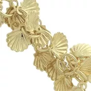 Cadena eslabón redonda de fantasía con conchas 6.5 mm - Dorado con oro fino x20cm