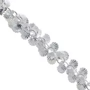 Cadena eslabón redonda de fantasía con conchas 6.5 mm - chapado en plata fina x0cm