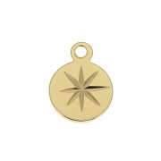 Dije redondo  Estrella Del Norte 10.5x8 mm - Dorado con oro fino x1