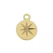 Dije redondo  Estrella Del Norte 10.5x8 mm - Dorado con oro fino x1