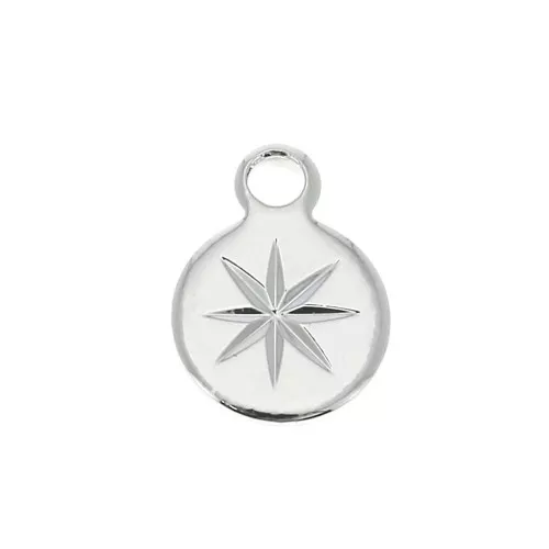 Dije redondo Estrella Del Norte 10.5x8 mm - chapado en plata finax1