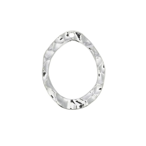 Colgante gota irregular martillado calado de latón 23.5x18 mm - chapado en plata finax1