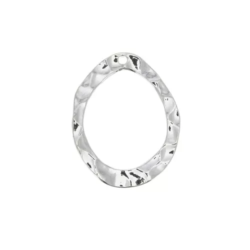 Colgante gota irregular martillado calado de latón 23.5x18 mm - chapado en plata finax1