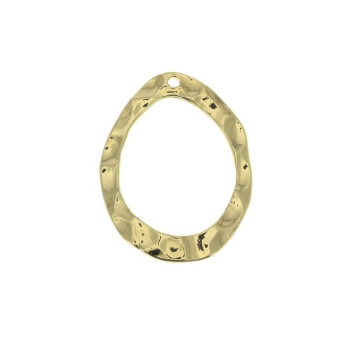 Colgante goutte irrégulier martelé évidé de latón 23.5x18 mm - Dorado con oro fino x1