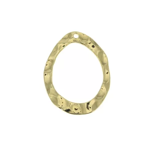Colgante goutte irrégulier martelé évidé de latón 23.5x18 mm - Dorado con oro fino x1
