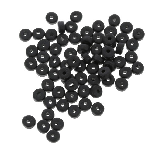 Cuentas arandalas Heishi de cerámica 5.3x2.5 mm - Negro mate x30