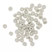 Cuentas arandalas Heishi de cerámica 5,3x2,5 mm - Blanco gris mate x30