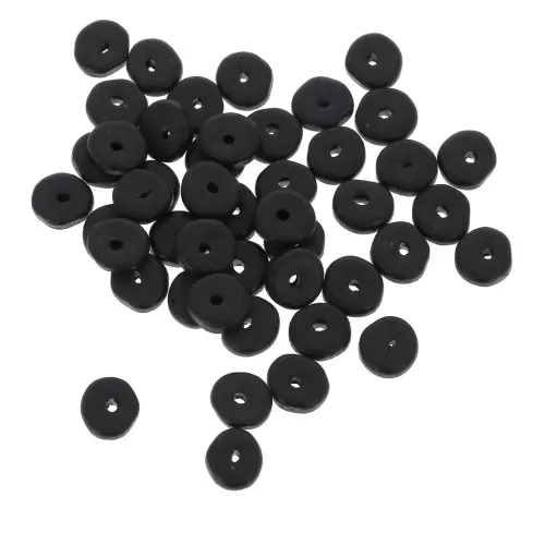Cuentas arandalas Heishi de cerámica 6,5x2,3 mm - Negro mate x30