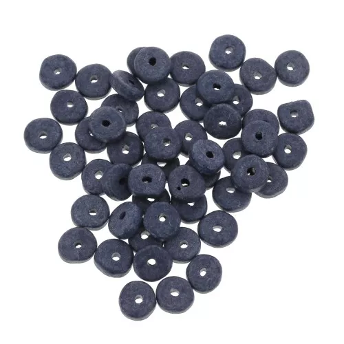 Cuentas arandalas Heishi de cerámica 6,5x2,3 mm - Azul marino mate x30