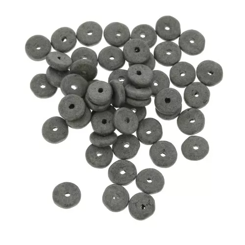 Cuentas arandalas Heishi de cerámica 6,5x2,3 mm - Gris oscuro mate x30