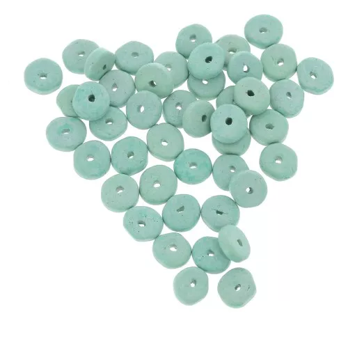Cuentas arandalas Heishi cerámica rondelles 6.5x2.3 mm - Turquesa Verde estera x30