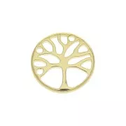 Dije redondo arbol de vida 12 mm - Chapado de Oro 3 micras x1