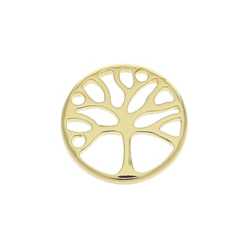 Dije redondo arbol de vida 12 mm - Chapado de Oro 3 micras x1