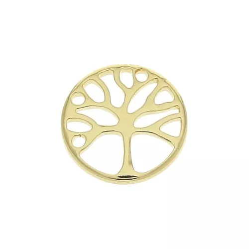 Dije redondo arbol de vida 12 mm - Chapado de Oro 3 micras x1