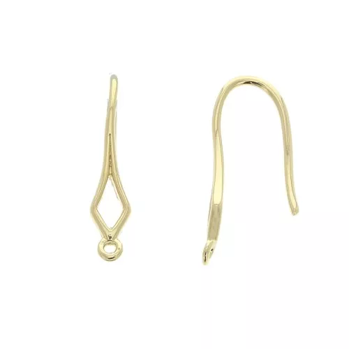 Ganchos pendientes rombos con anilla cerrada 19 mm Chapado de Oro 3 micras x2