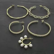 Créoles para cuentas Semi Agujereadas 20 mm - Dorado Satinado x2