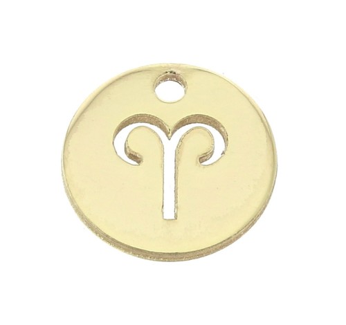 Dije redondo - signo del zodíaco Aries 10 mm de Gold filled x1