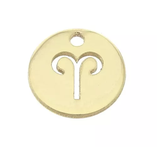 Dije redondo - signo del zodíaco Aries 10 mm de Gold filled x1