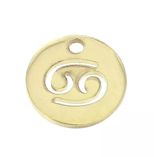 Dije redondo - signo del zodíaco Cáncer 10 mm de Gold filled x1