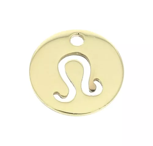 Dije redondo - signo del zodíaco Leo 10 mm de Gold filled x1