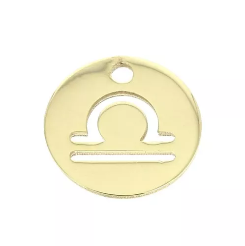 Dije redondo - signo del zodíaco Libra 10 mm de Gold filled x1