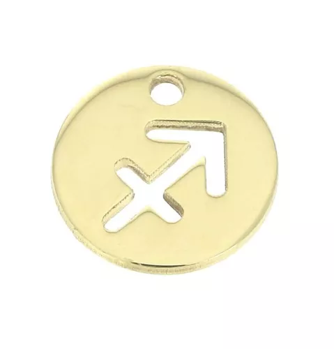 Dije redondo - signo del zodíaco Sagitario 10 mm de Gold filled x1