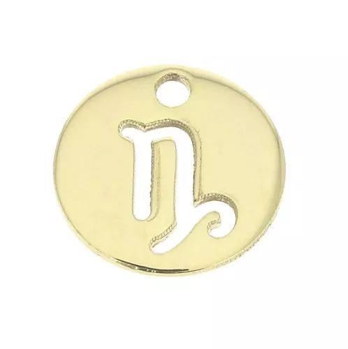 Dije redondo - signo del zodíaco Capricornio 10 mm de Gold filled x1