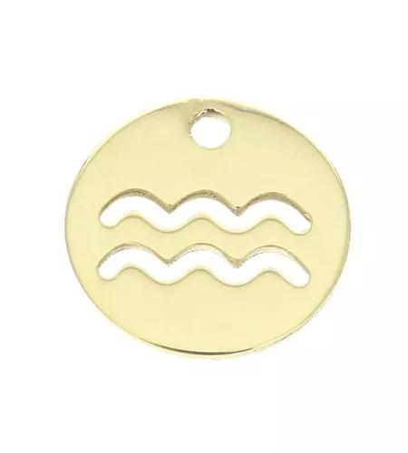Dije redondo - signo del zodíaco Acuario 10 mm de Gold filled x1